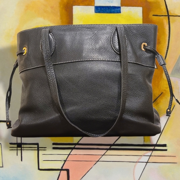 Michael by Michael Kors Black Pebbled Leather Expandable Tote Handbag - Picture 7 of 15